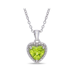 1.30 Carat Peridot Heart Pendant Necklace in Sterling Silver product